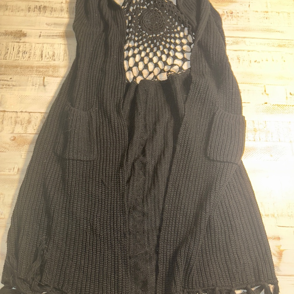The Pyramid Collection Charcoal Knit Open Cardigan
